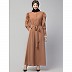 Gathered puffed sleeves abaya with long cuff - Skin